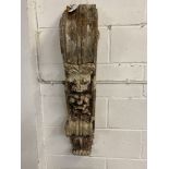 17th/18th cent. Continental carved Corbel Heraldic beast above floral embellishments. Approx. 40ins.