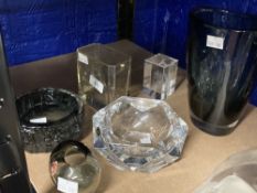 20th cent. Studio Glass: Holmgaard, Val St. Lambert, Laserglass, etc. (6)