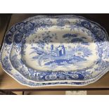 Early 19th cent. Ceramics: Blue transfer printed Copeland & Garrett c1833-1847 large meat dish '