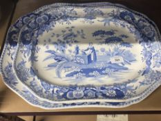 Early 19th cent. Ceramics: Blue transfer printed Copeland & Garrett c1833-1847 large meat dish '