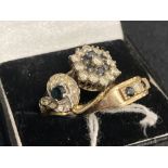 Hallmarked Jewellery: Three 9ct gold rings set with blue and white cubic zirconia. Total weight 7.