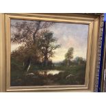 19th cent. Oil on canvas, figure by a lake, signed lower right J. Villet. 20ins. x 18ins.