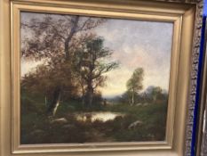 19th cent. Oil on canvas, figure by a lake, signed lower right J. Villet. 20ins. x 18ins.