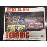 Motorsport: Sebring 1968 colour lithograph by Michael Turner. 24ins. x 19ins.