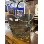 19th cent. Oak brass bound peat basket. 12ins.