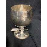 Hallmarked Silver: Wine goblet hallmarked Edward Evans London 1985. Weight 6.70oz.