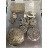 Objects of Virtu: Asian, Oriental, Islamic boxes, white metal, all test 800, rectangular,