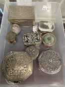 Objects of Virtu: Asian, Oriental, Islamic boxes, white metal, all test 800, rectangular,