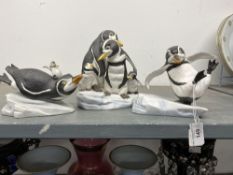 20th cent. Ceramics: Franklin Mint penguin and baby 'Whee!', 'We Four', and 'Whoops!'. (3 penguin