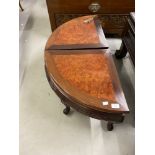 Chinese hardwood circular coffee table that splits into four quarters, each section is 18ins. x