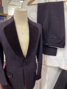 Gentleman's Couture: 1970s Christian Dior Monsieur two-piece suit in purple wool brocade. The jacket