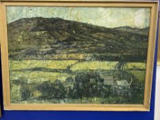 19th cent. Welsh School, Impasto on board of a landscape. 27ins. x 20ins.