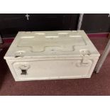 World War Two: Steel ammunition box C224 SF I 1940. Painted yellow on outside but retains the