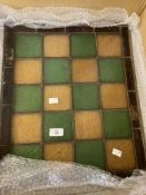 19th cent. Leaded glass door panel fitted with alternate yellow and green glass squares and bordered