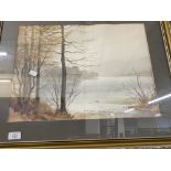 20th cent. English School: Edwin Greig Hall watercolour, lake and mountains, signed bottom left.