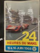 Motorsport: Le Mans 24 hour 1968 colour promotional poster for June, backed onto canvas. 15ins. x