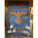 Militaria: Third Reich German Railways enamelled steel sign. 16ins. x 10ins.