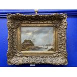 19th cent. Dutch School: Oil on panel of a winter scene, indistinct signature, W. Teyler. 9ins. x