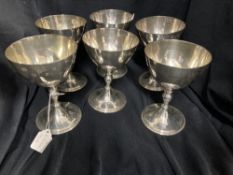 Hallmarked Silver: Set of six wine goblets hallmarked Edward Evans London with 1977 silver jubilee