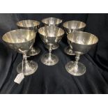 Hallmarked Silver: Set of six wine goblets hallmarked Edward Evans London with 1977 silver jubilee