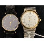 Watches: Bulova Longchamp wristwatch with stainless steel strap. Plus Gentleman's Seiko wristwatch.