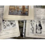 Robert S. Coram known as 'Maroc': 20th cent. Cartoonist, sixteen original cartoons, pen & ink, all