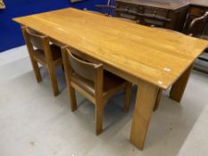 •Art & Design: John Makepiece OBE (British) 1939- Superb 1980s oak dining table and five dining