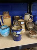 19th/20th cent. Doulton Lambeth Stoneware: A collection of jugs, pitchers & vases, all with