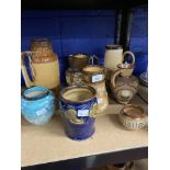 19th/20th cent. Doulton Lambeth Stoneware: A collection of jugs, pitchers & vases, all with