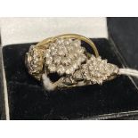 Hallmarked Jewellery: 9ct gold, three rings in the form of clusters, set with diamonds and white
