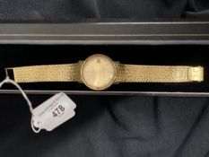 Watches: Hallmarked gold 18ct. Eterna-matic Centenaire 61, date automatic, interwoven link bracelet.