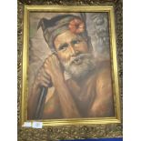 20th cent. Malaysian School: Oil on canvas of an old man, signed Amir. 14ins. x 19ins.