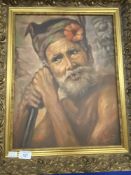 20th cent. Malaysian School: Oil on canvas of an old man, signed Amir. 14ins. x 19ins.