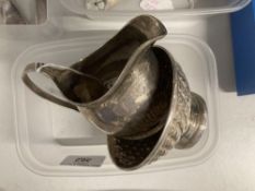 Hallmarked Silver: Georgian milk jug, London 1809/10. 3.6oz. Plus late Georgian bon bon dish 1767/68