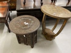 Early 20th cent. Islamic furniture, oval topped side table heavily inlaid with micro-mosaic