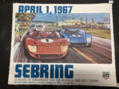 Motorsport: Sebring 1967 colour lithograph by Michael Turner. 24ins. x 19ins.