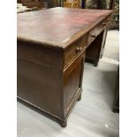 19th cent. Mahogany double pedestal partners desk with a leather skiver. 60ins. x 38ins.