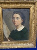 19th cent. Continental School: Oil on canvas, portrait of a young woman. 9ins. x 12ins.