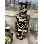 Chinese c1900 a deep blue/black ground rouleau vase, the tall cylindrical body supporting a
