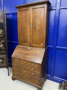 18th cent. Oak bureau bookcase with fitted interior. 36ins. x 84ins.