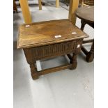 20th cent. Oak side table designed and made by Christiane Karg of Bergen, turned supports and