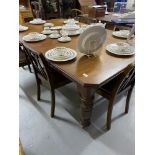@19th cent. Mahogany extending table with turned legs and one leaf. 6ft. 6ins. x 4ft extended.