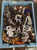 Mid-20th cent. Costume Jewellery: Necklaces, beads, glass, metal and wood, yellow, red, blue