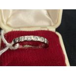 Diamond ring half hoop six brilliant cut stones, estimated 0·45ct. set white gold stamped 750