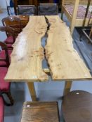 Art & Design: Neil Robertson bespoke sycamore topped dining table. 88ins. x 38ins.