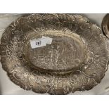 Hallmarked Silver: Oval dish with repoussé decoration, London Import mark 1891. 7½oz.