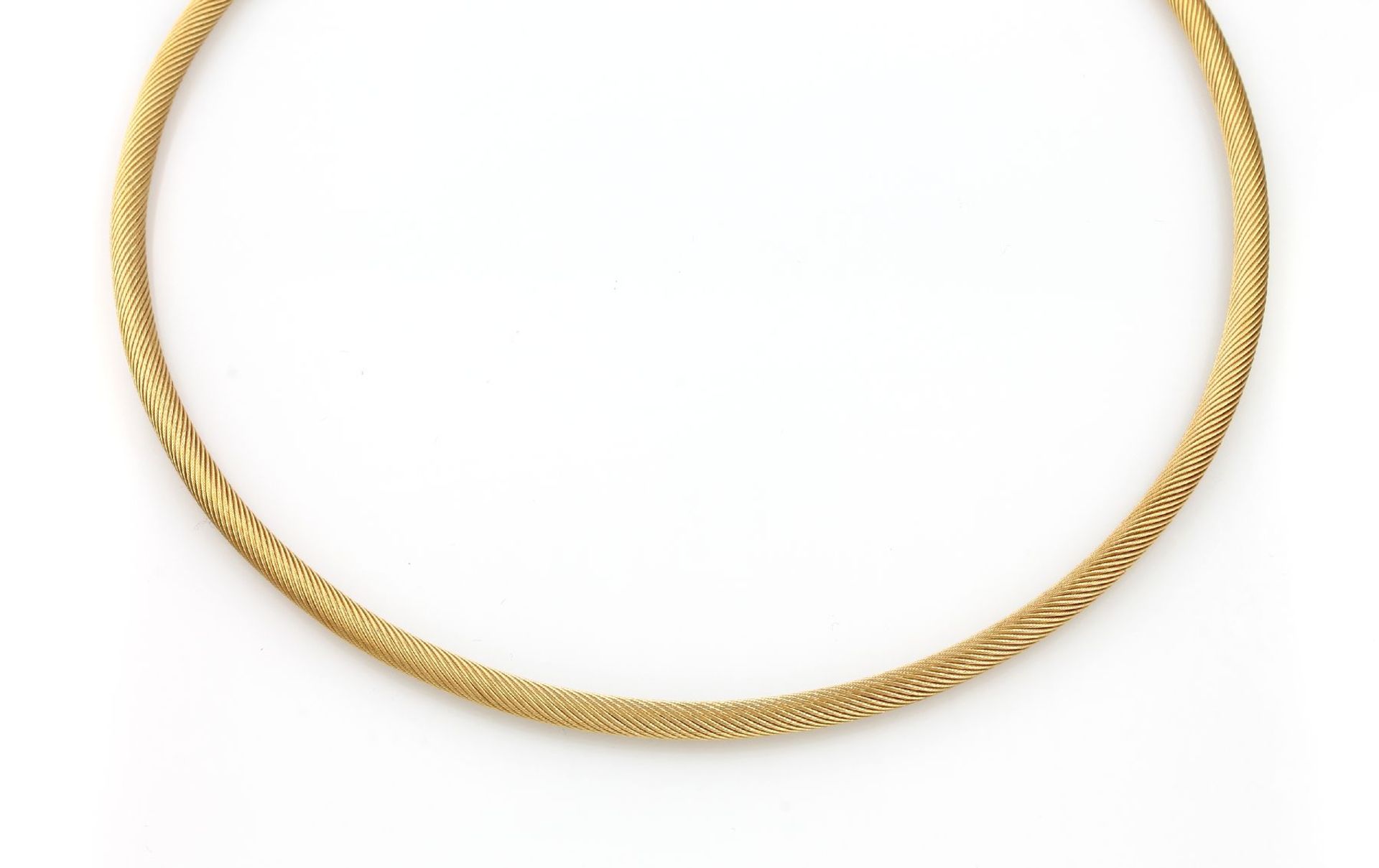 18 kt gold necklace , YG 750/000, satin finished, l. approx. 43 cm, key lock, approx. 30.5 g