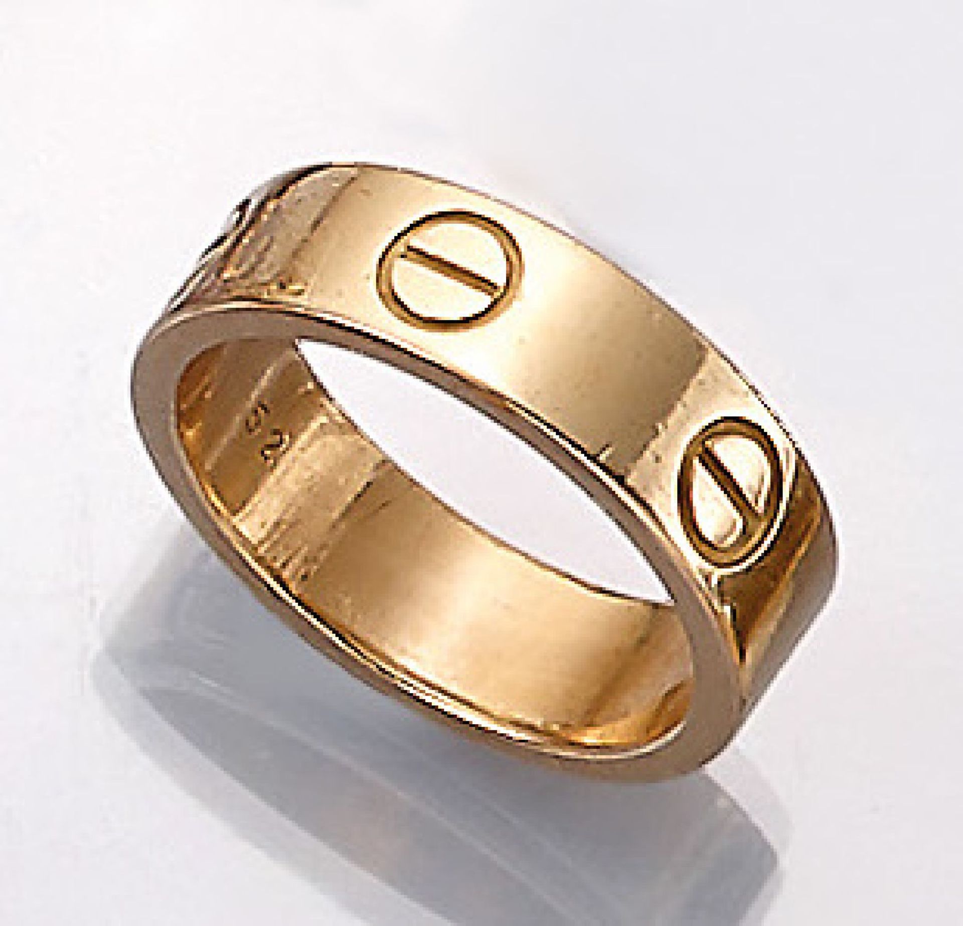 18 kt gold CARTIER ring , model LOVE, YG 750/000, ringsize 52, signed and num.