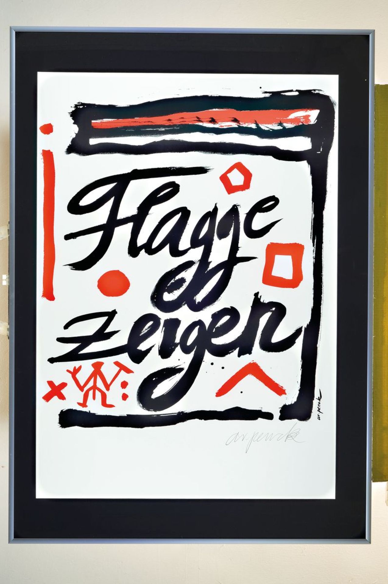 A.R. Penck, born 1939 in Dresden - 2017, "to show the flag", color serigraph, 1995, just - Bild 3 aus 3