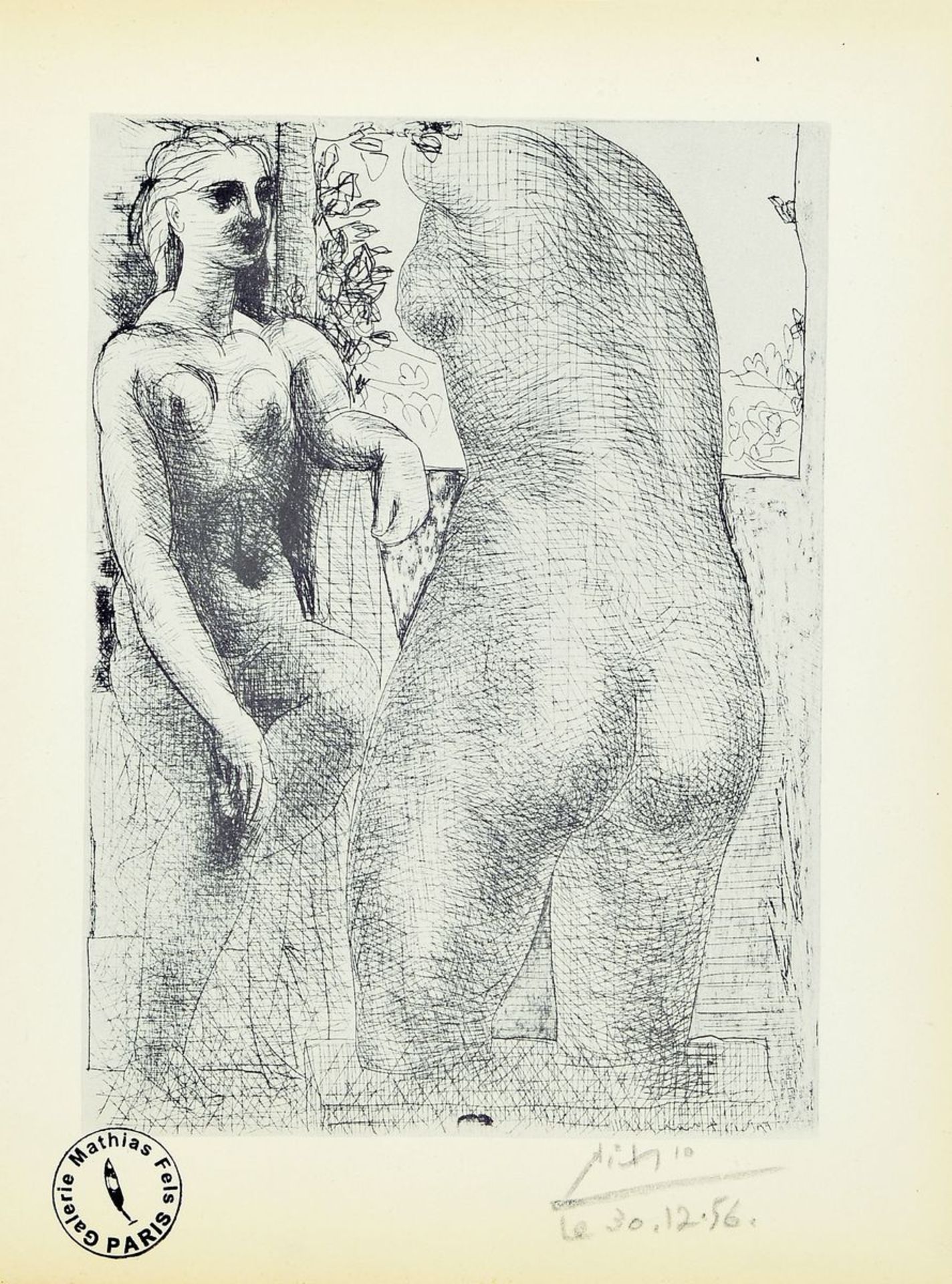 Pablo Picasso, 1881-1973, Marie-Therese regardant son corps sculpte, Offsetprint , Reedition for the